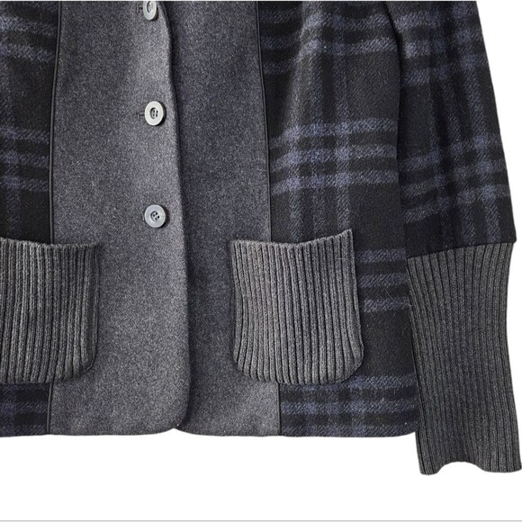 Sundance Wool Blend Forever Plaid Gray Blue Career Blazer Jacket size 8 - Picture 4 of 5